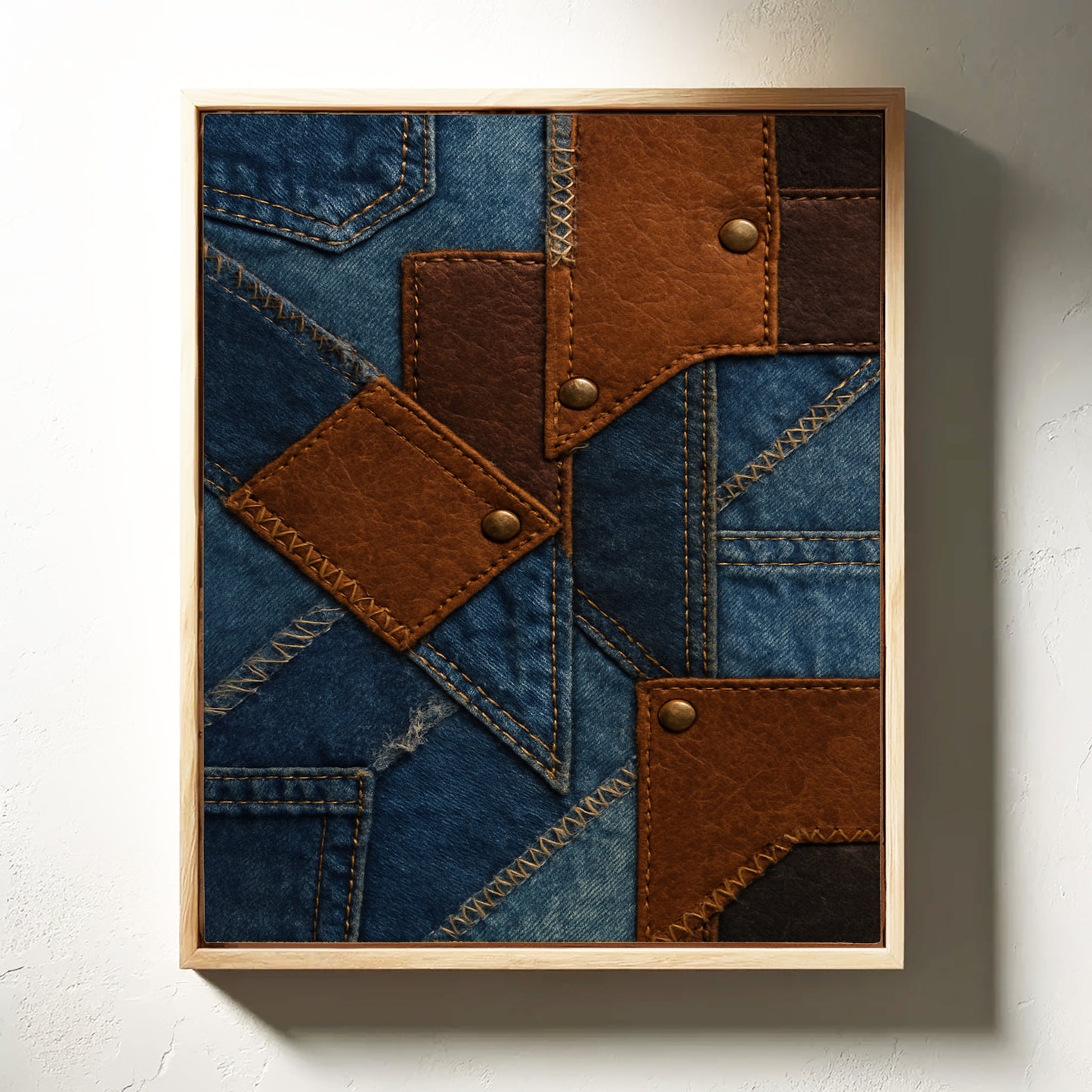Western Patchwork Denim and Leather Print