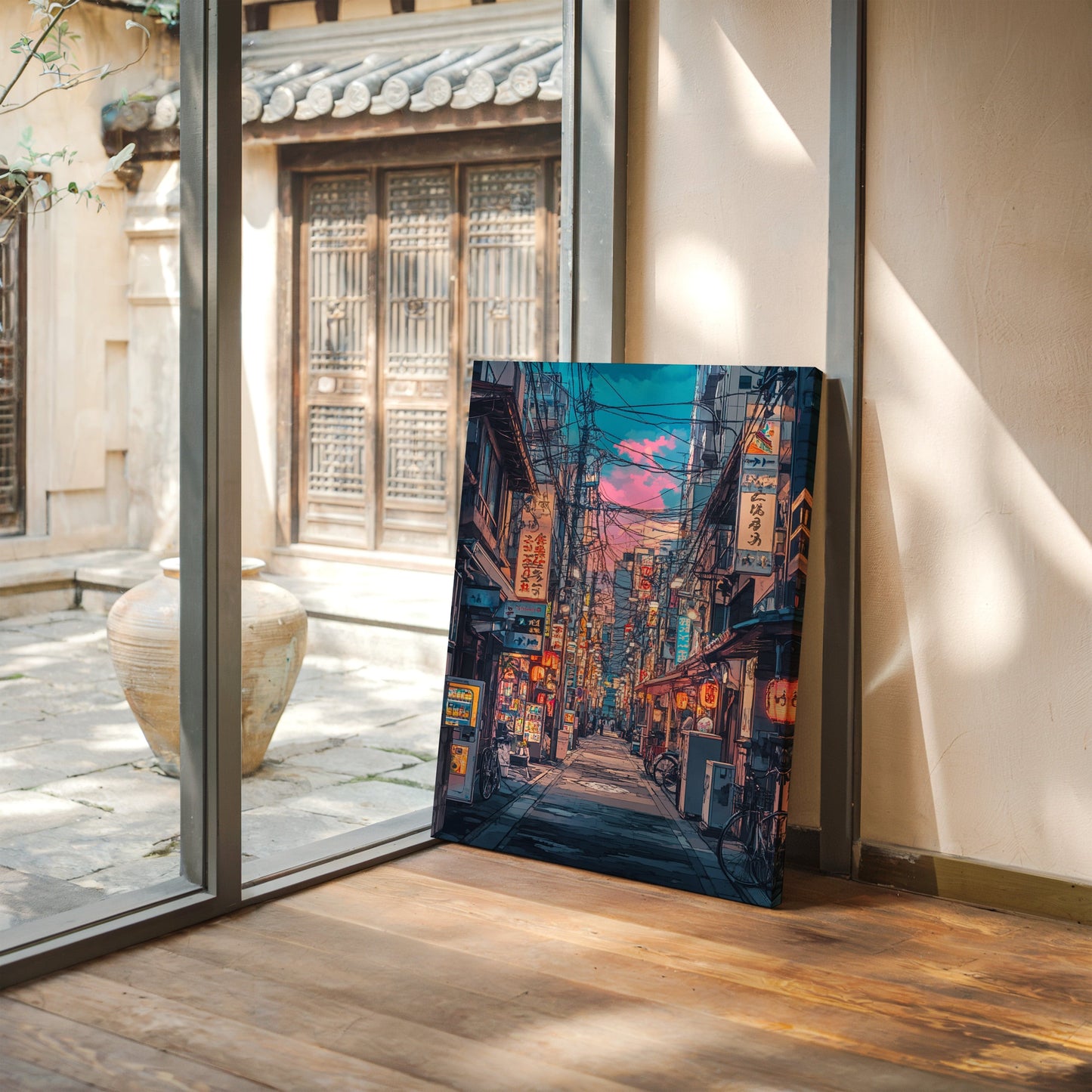 Vibrant Tokyo Street Art Print – Neon Cityscape Aesthetic