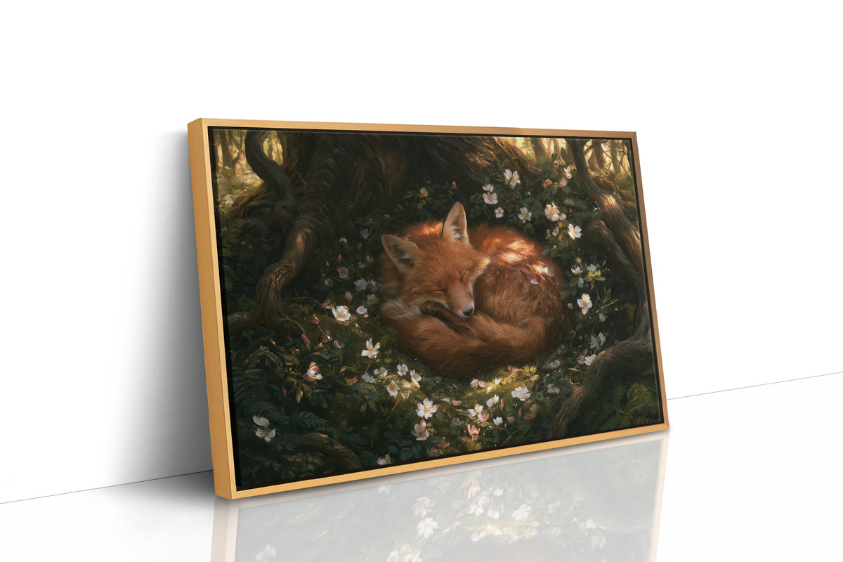 Sleeping Fox in Wild Roses