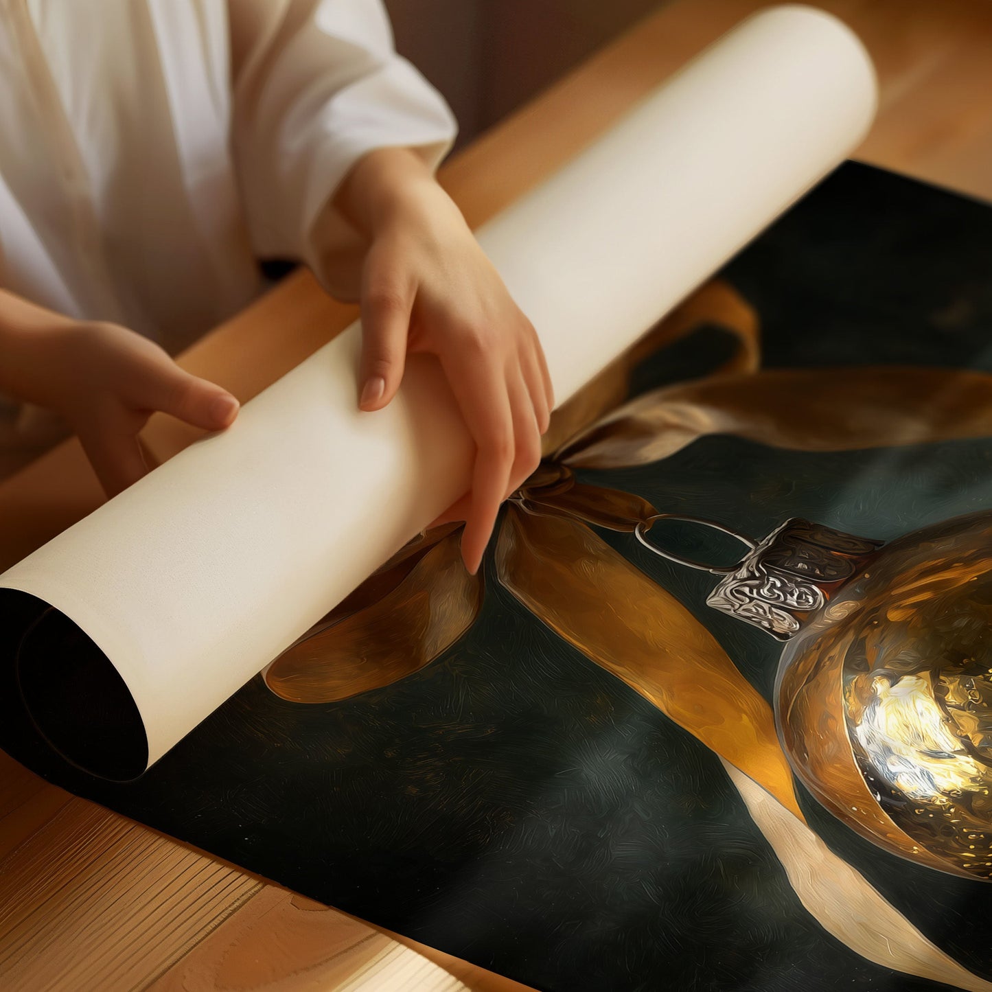 Golden Ornament Holds December's Light