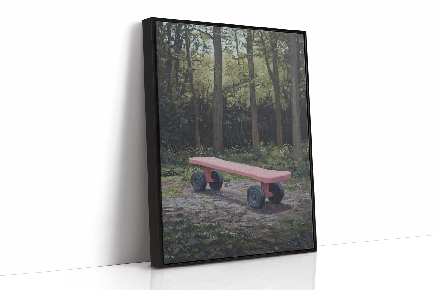 Pink Bench Waits In Forest Shade