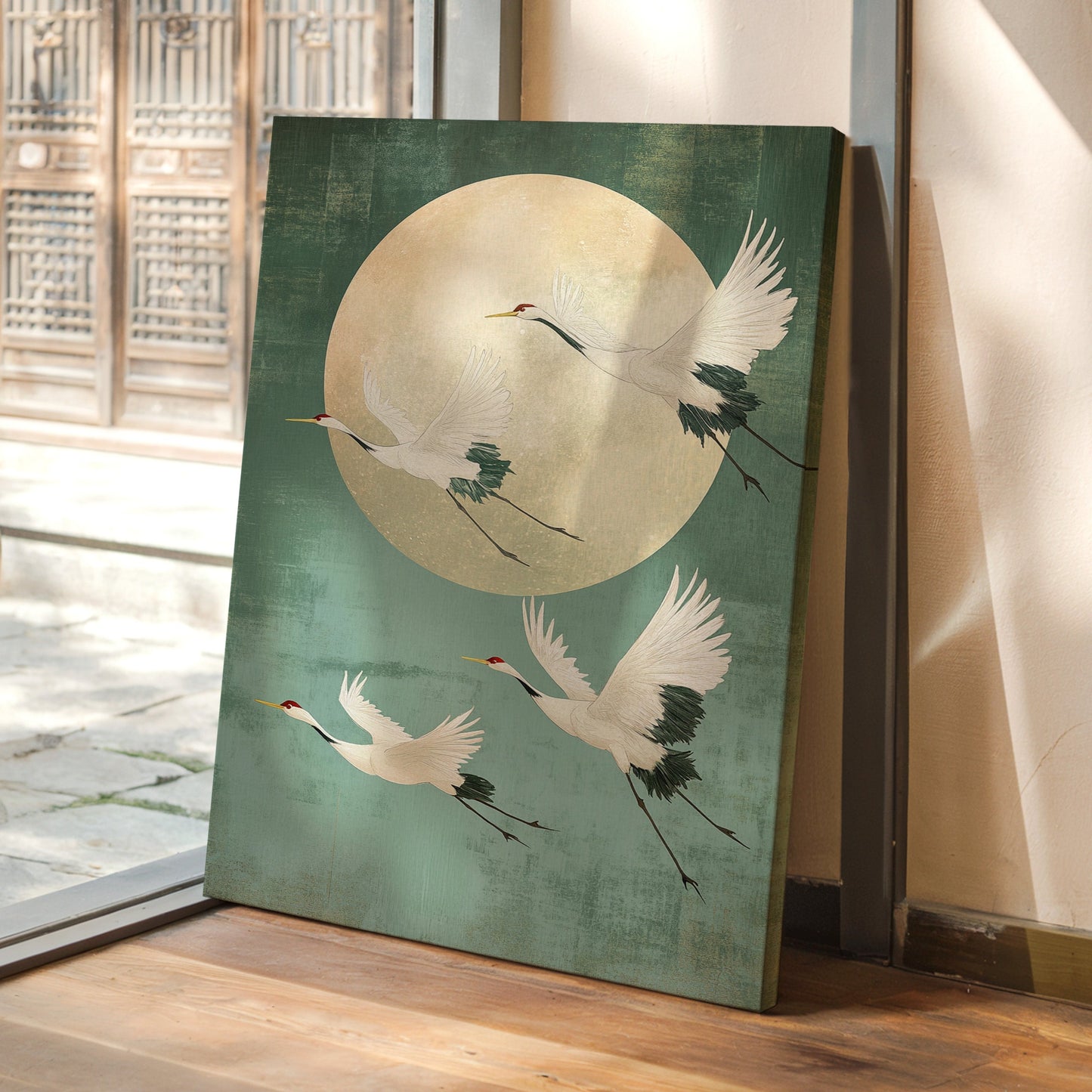 Moonrise Flight of the Cranes