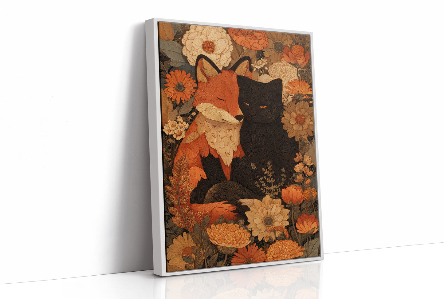 Autumn Fables Between Fox And Cat