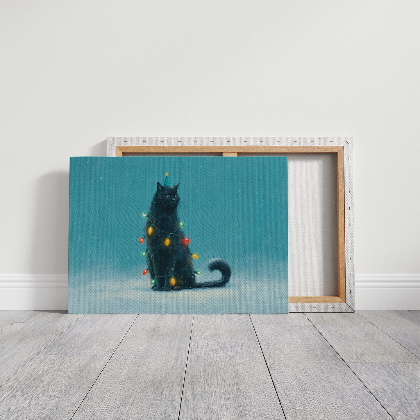 Festive Feline Adorned in Holiday Glow