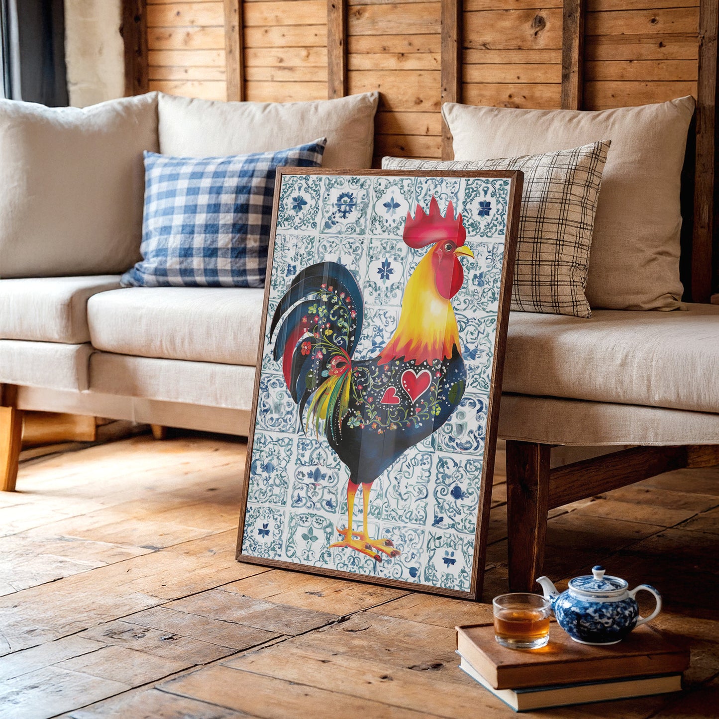 Morning Rooster Meets Portuguese Tiles