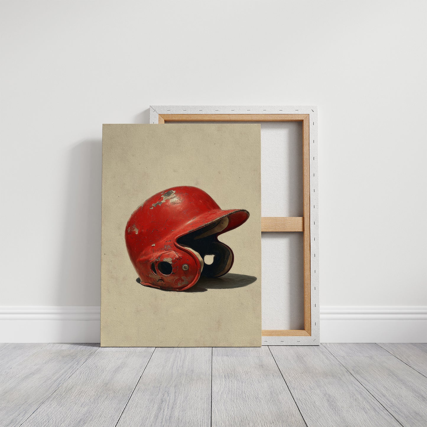 Worn Red Baseball Helmet