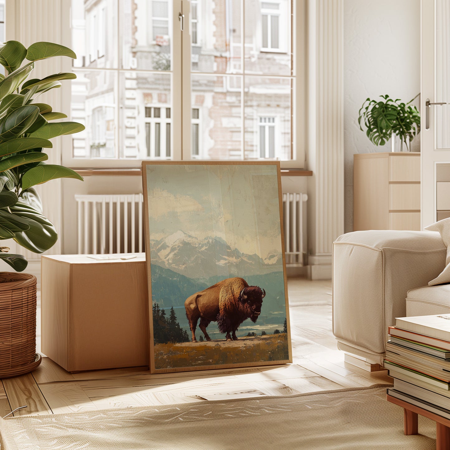 Bison Beneath the Mountain Sky