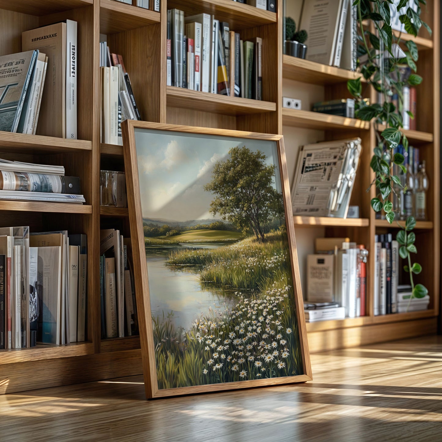 Tranquil Meadow Landscape Painting - Serene Nature Art - Gallery Canvas image 4