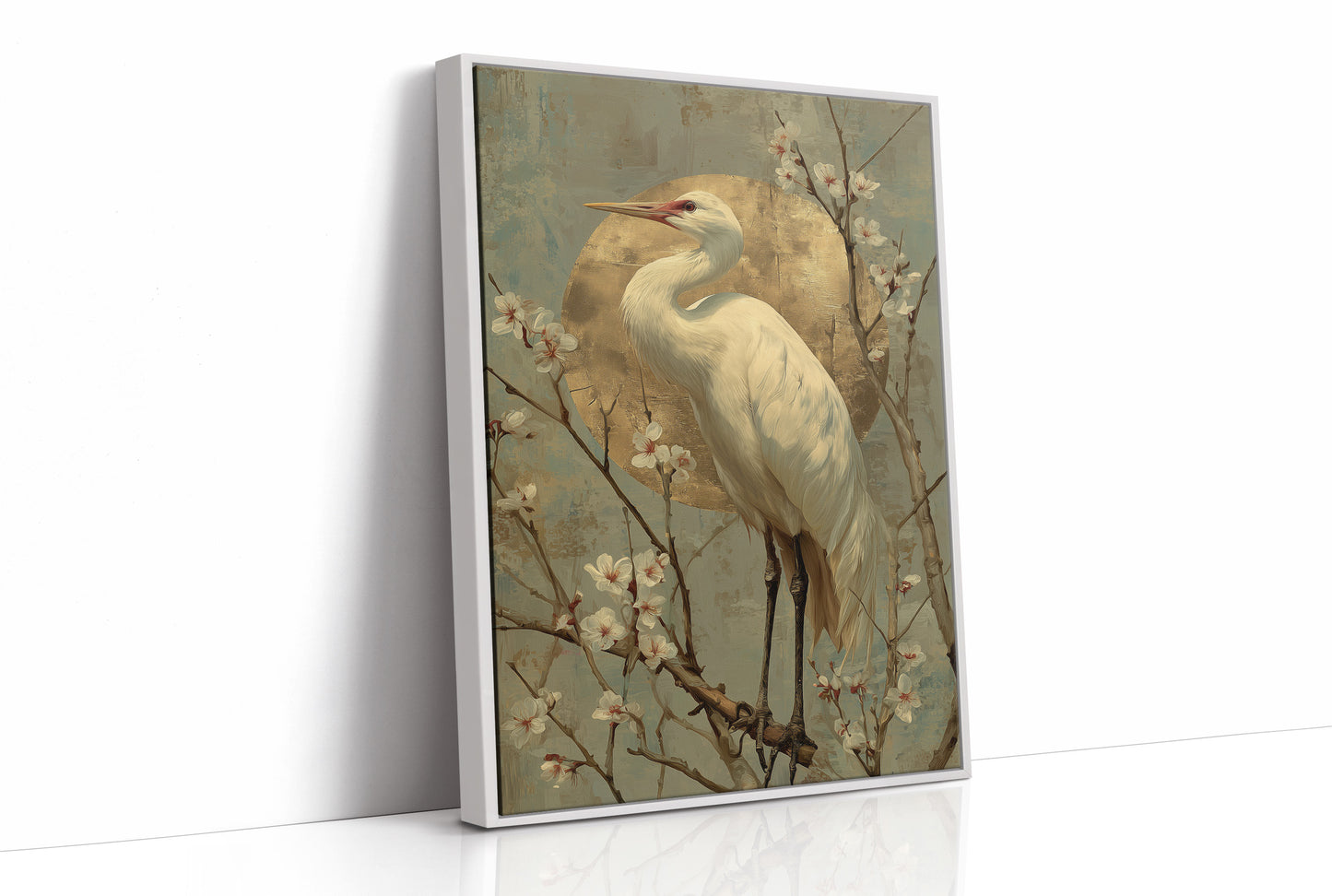 Heron Stands Where Blossoms Linger