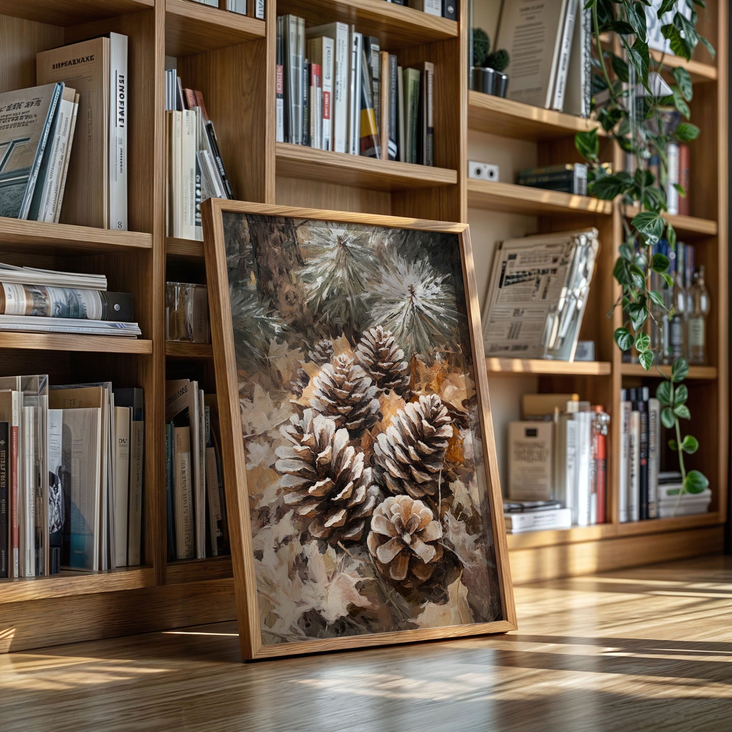 Winter Pinecone Forest Art Print - Rustic Nature Decor - Gallery Canvas image 9