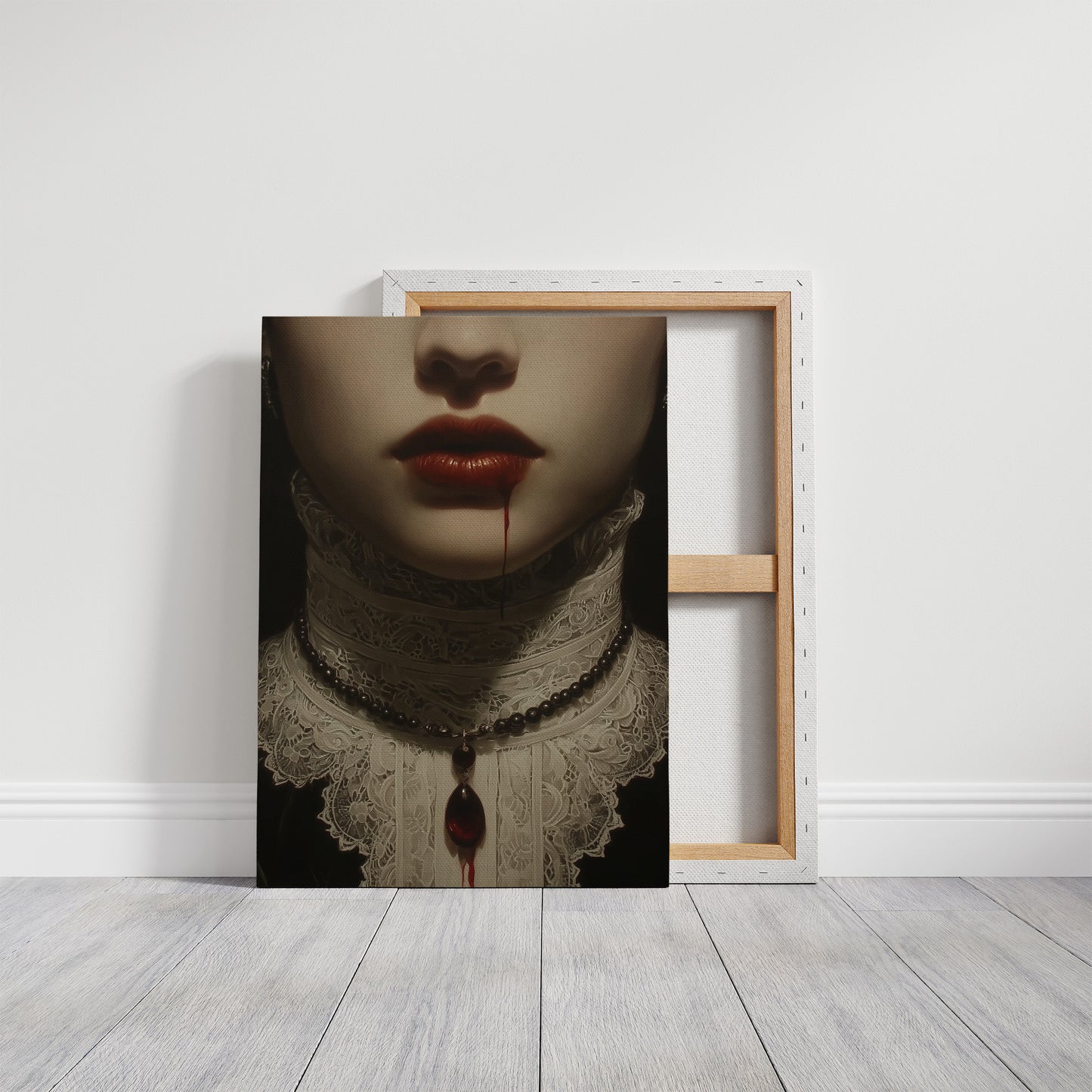 Crimson Secrets Behind Lace Collar