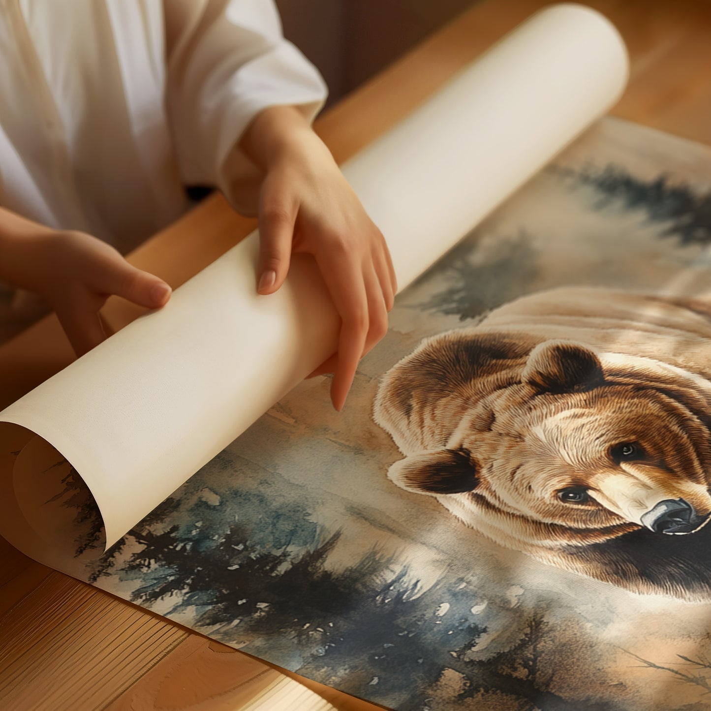 Majestic Bear Watercolor Print - Nature Wildlife Art - Matte Poster image 1