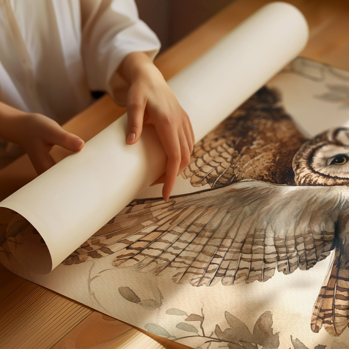 Majestic Owl Watercolor Print - Nature Wildlife Art - Matte Poster image 1
