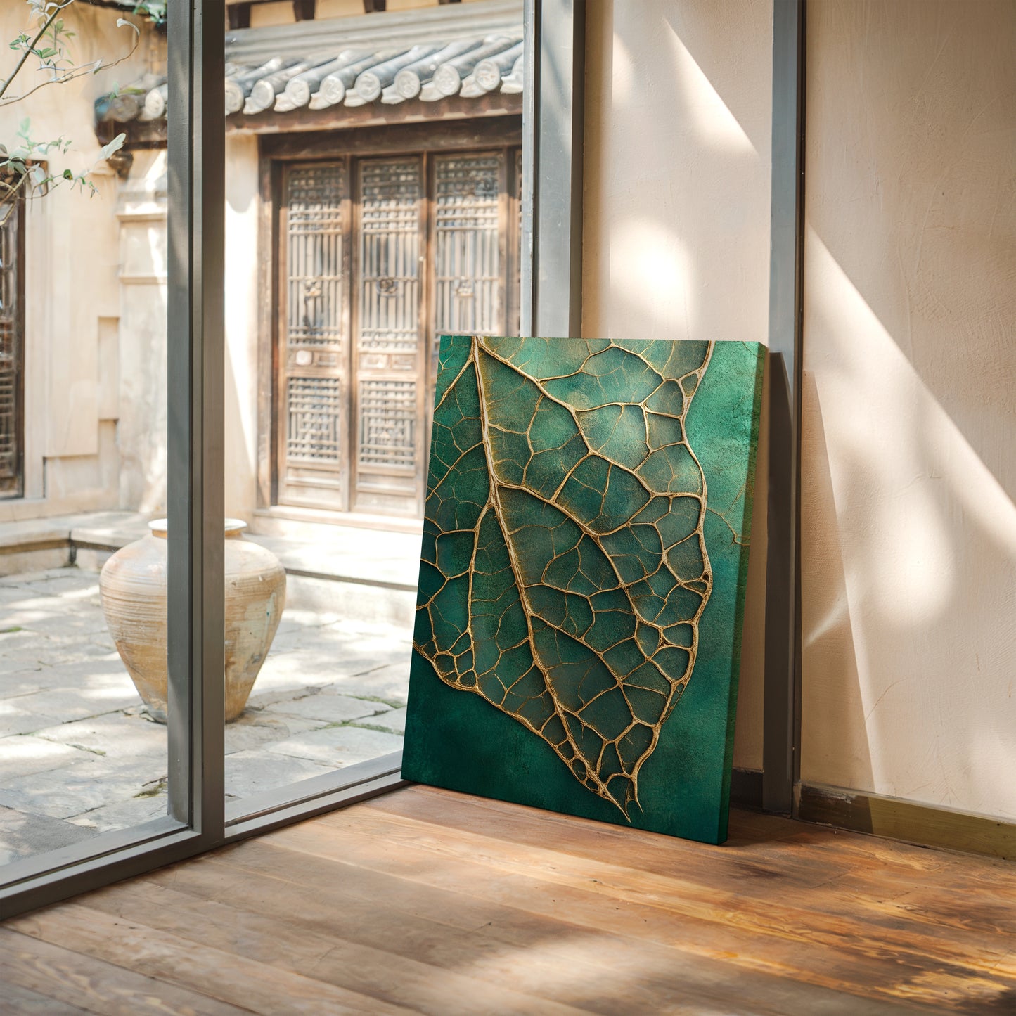 Golden Vein Leaf on Emerald