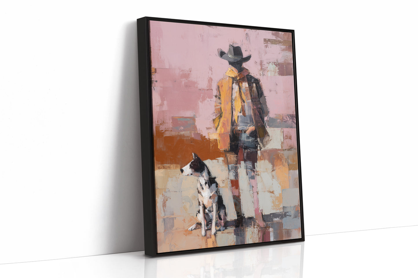 Cowboy Stands With Patient Dog