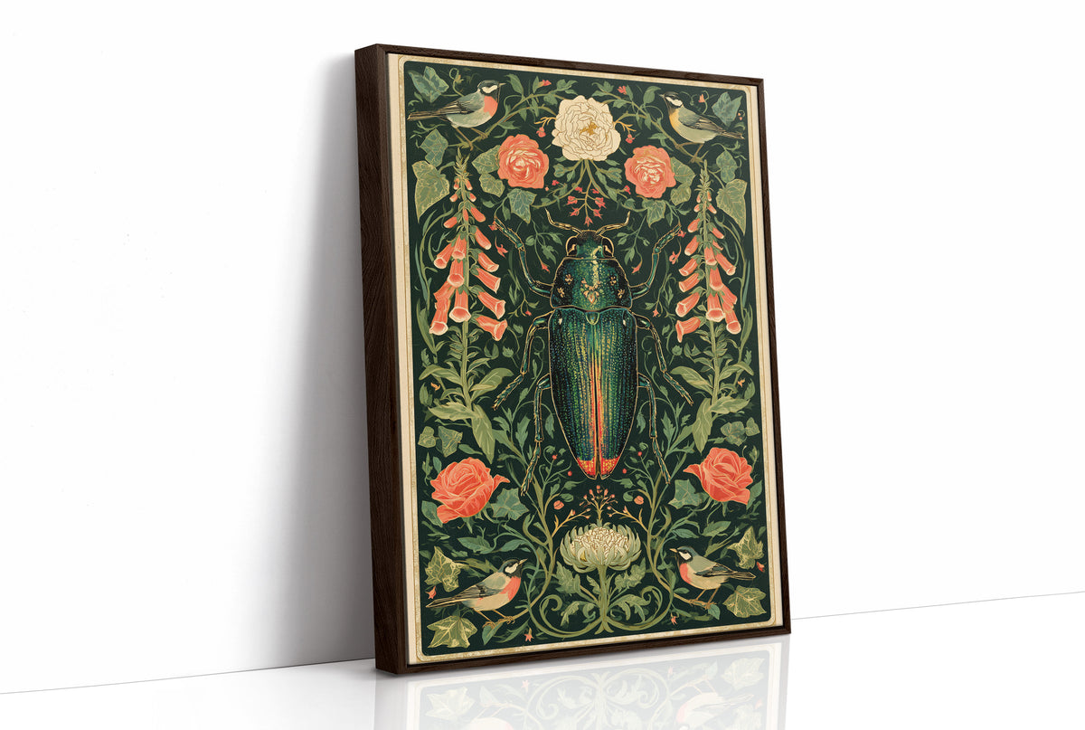 Emerald Beetle and Chrysanthemum