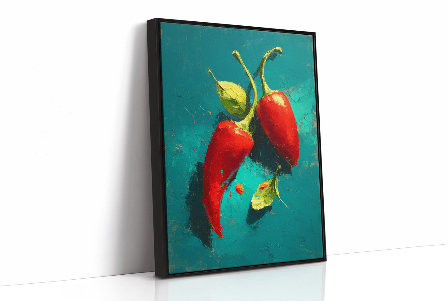 Two Chilies on Teal