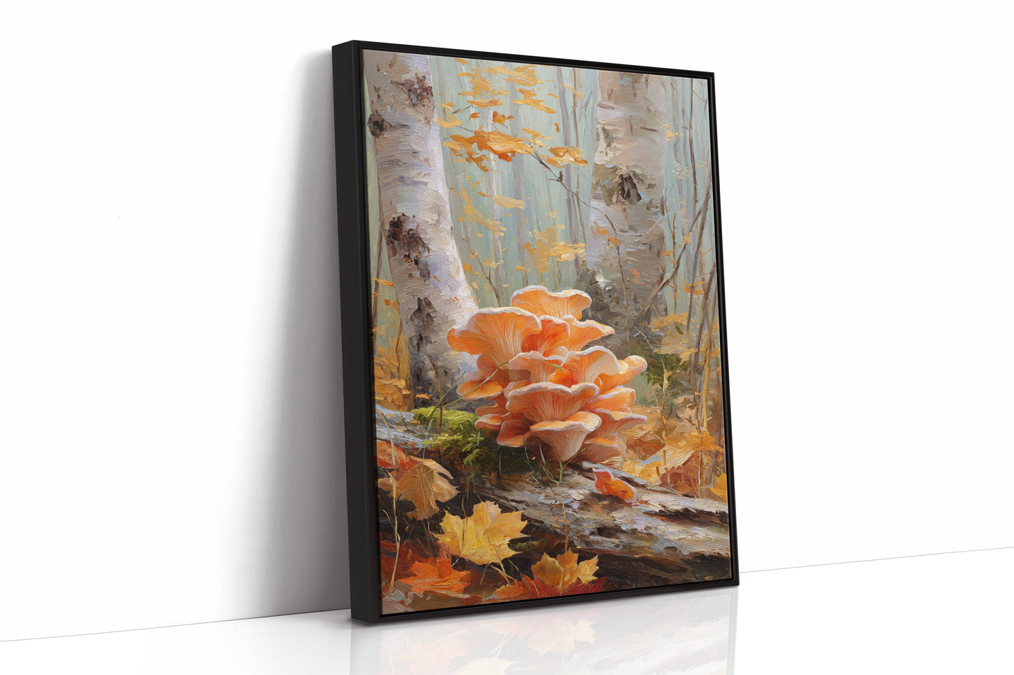 Autumn Mushrooms Dance Among Birch Trees