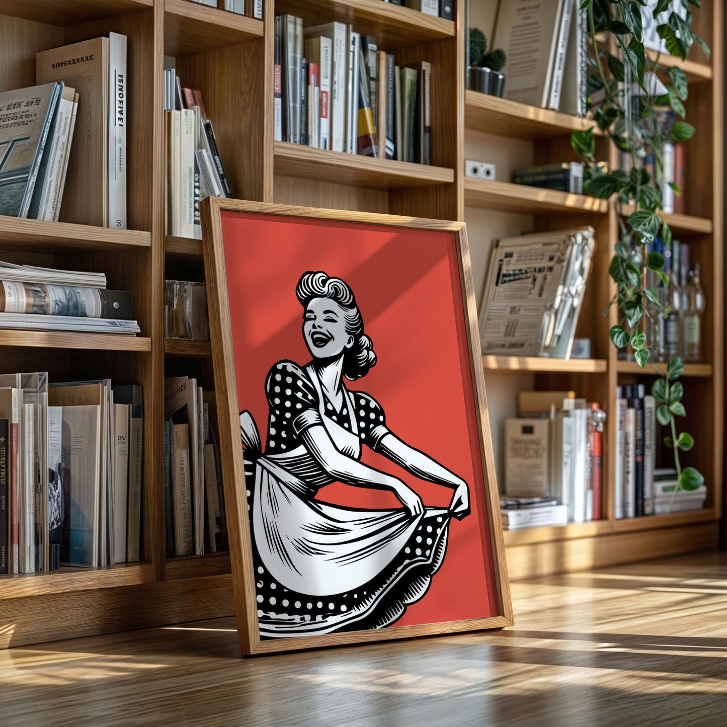 Polka Dots Dance Through Ruby Skies