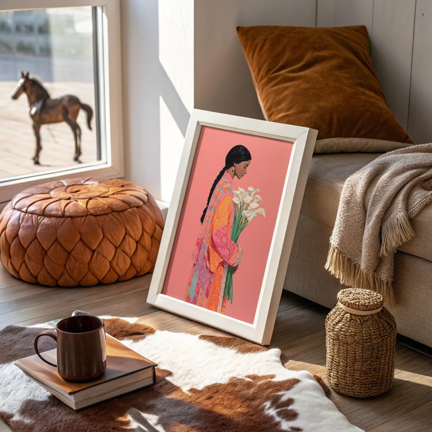 Calla Lilies Among Coral Silk