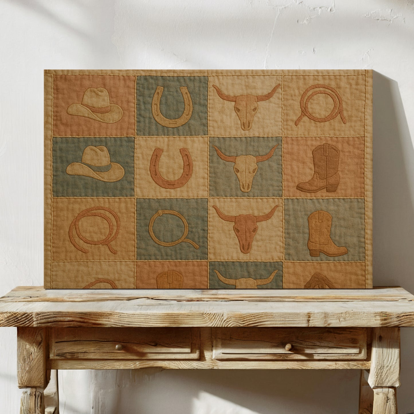 Western Icons Patchwork Quilt Print