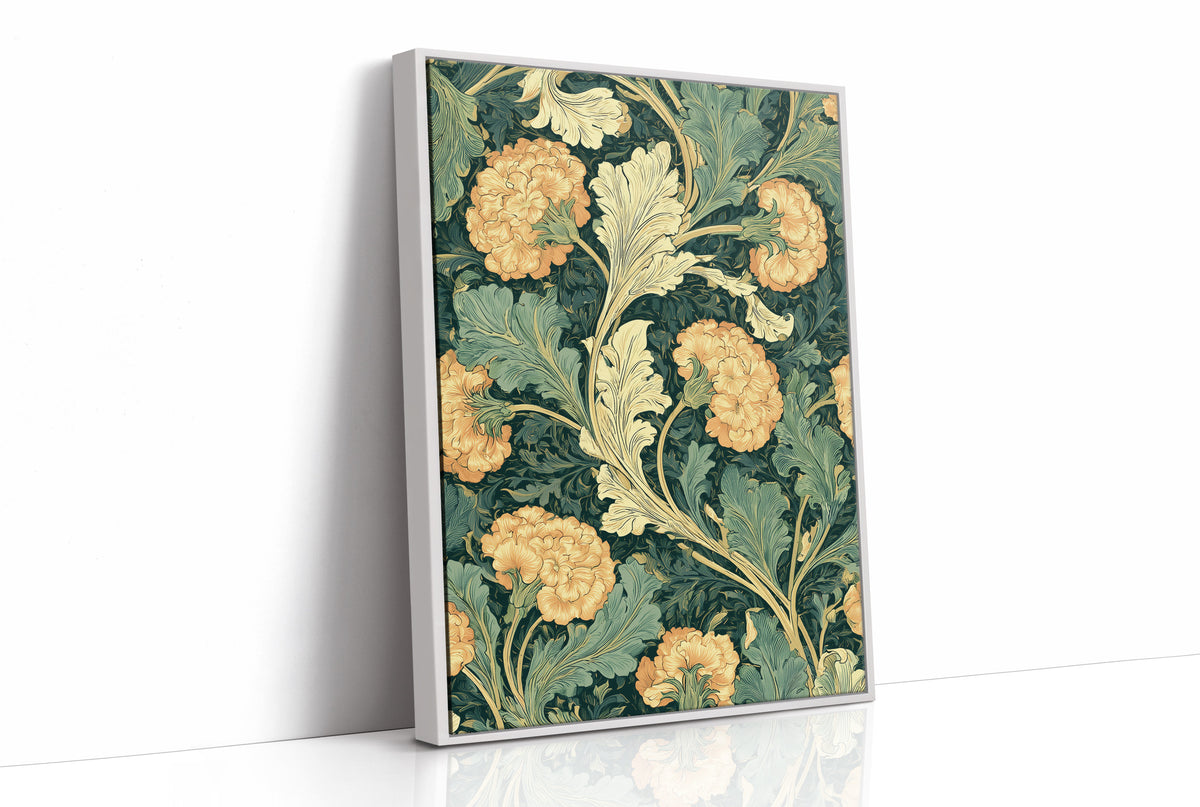 William Morris Style: Golden Carnations