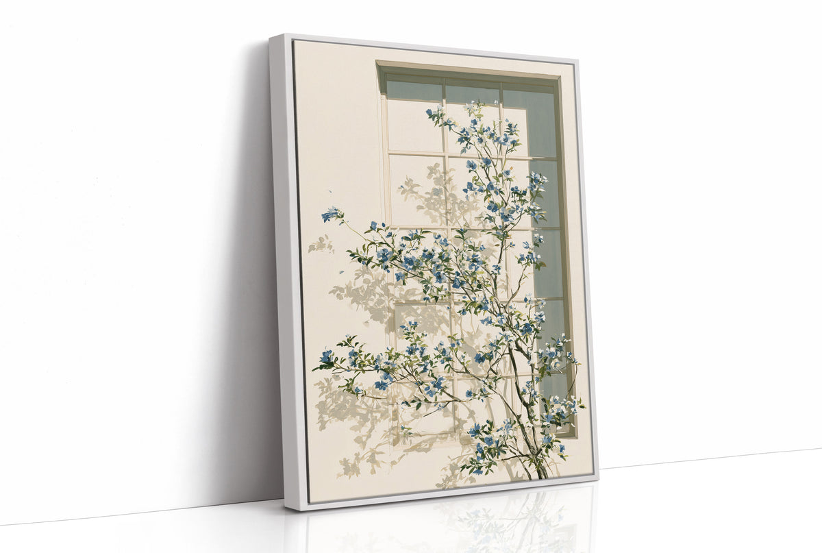 Blue Blossoms at the Windowpane