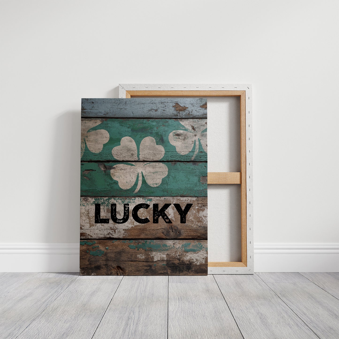 Painted Lucky on Old Wood