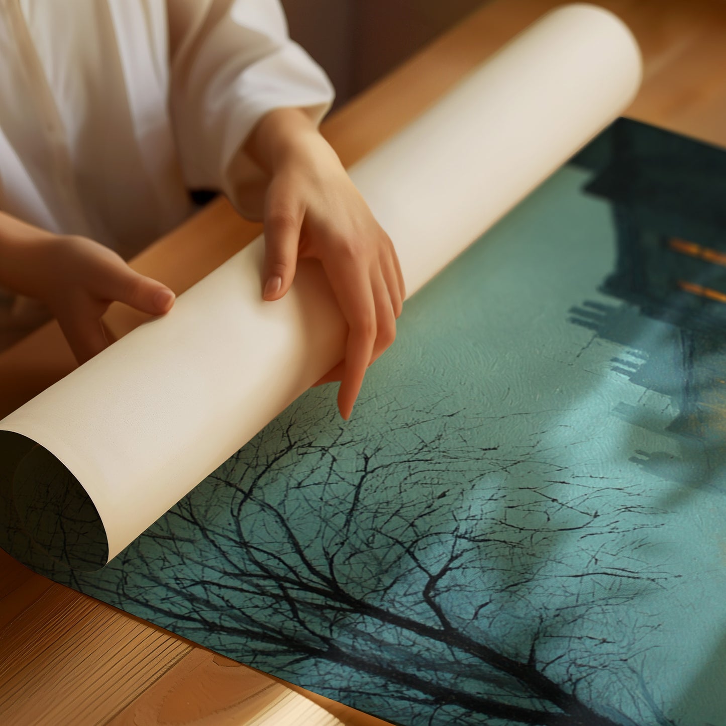 A Lantern's Glow in Fog