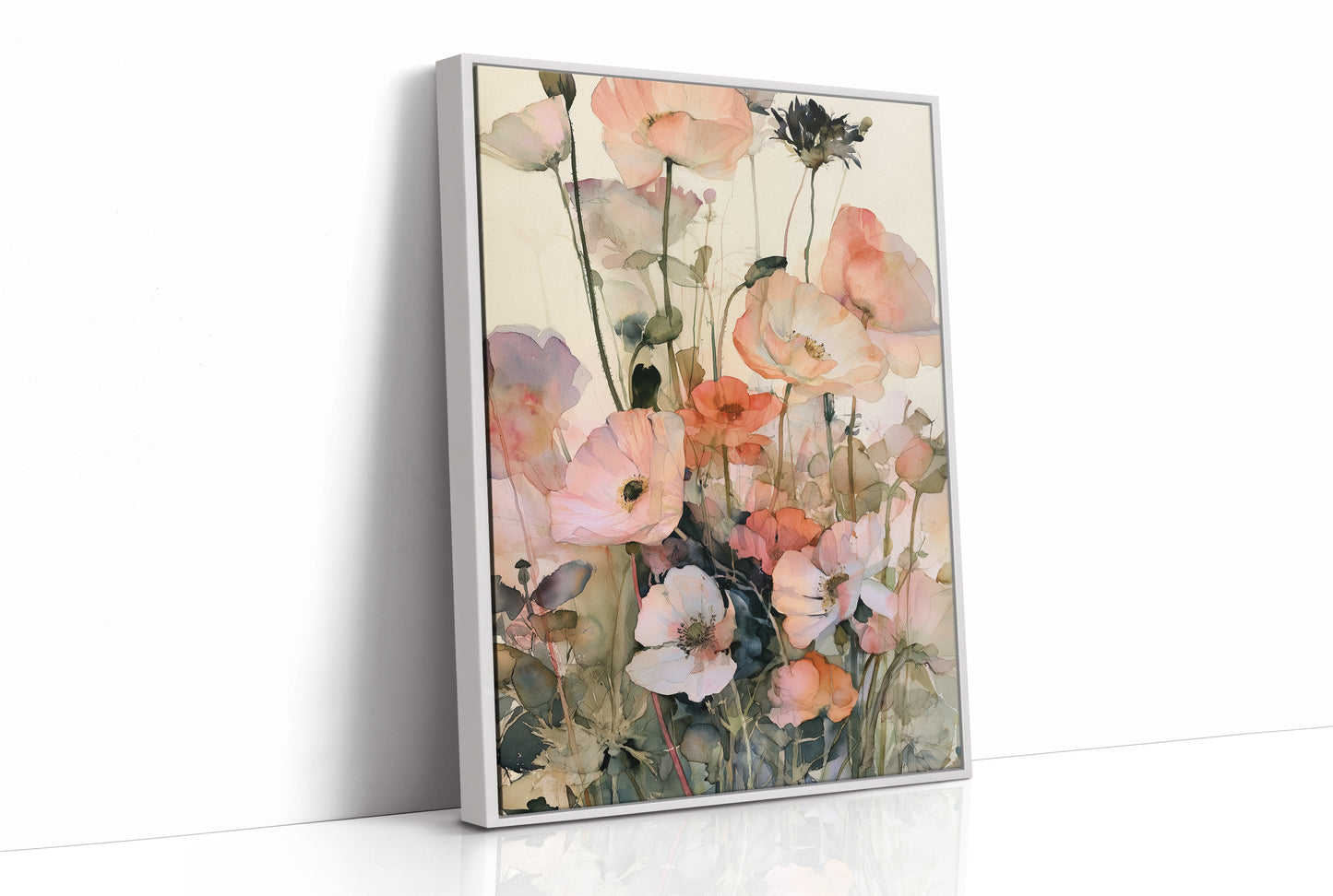 Poppies in Coral Wash