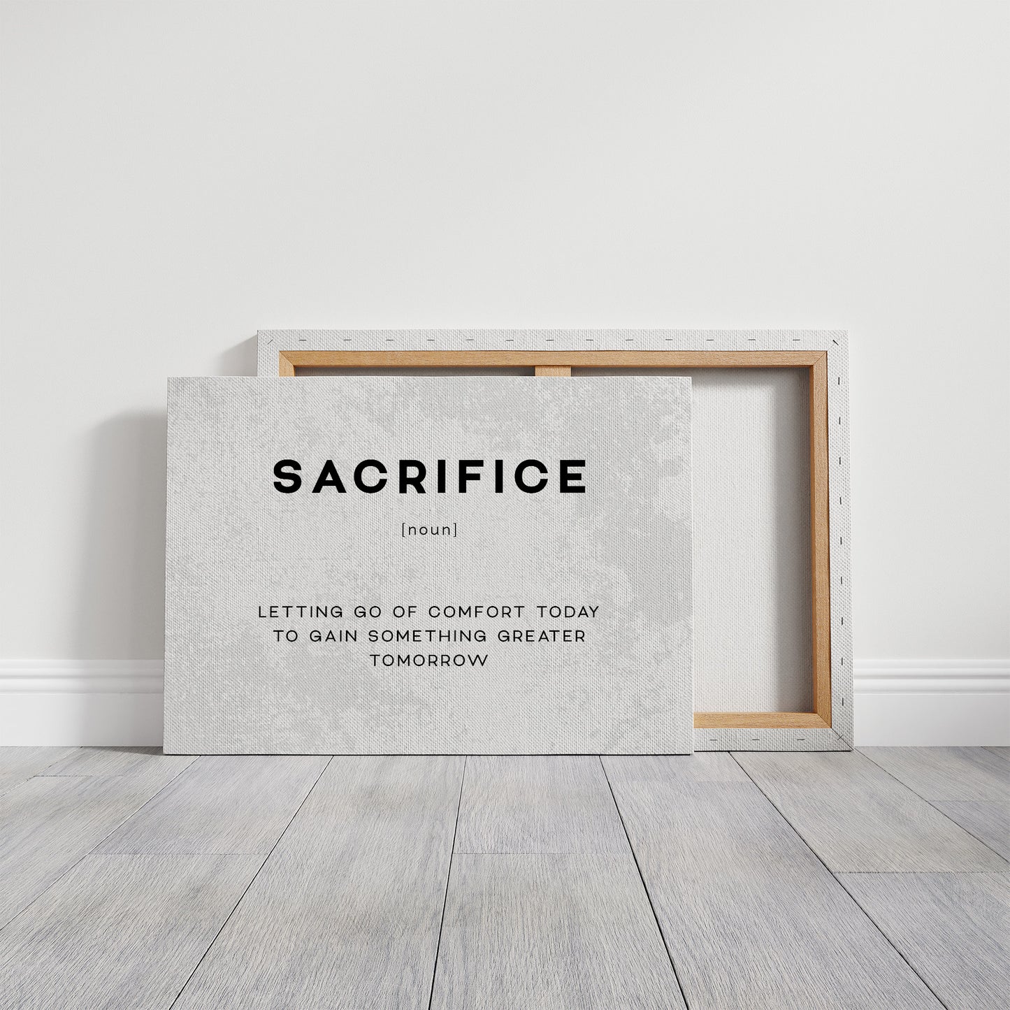 Sacrifice Definition Canvas Art | Bold Motivational Typography Print for Home Office, Gym or Entrepreneur Décor