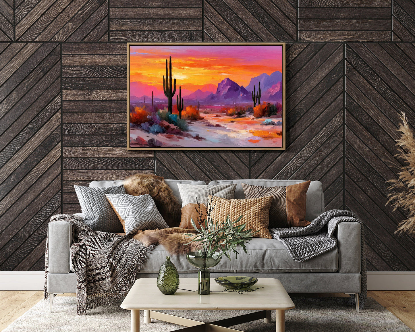 Saguaros Dance In Twilight Fire