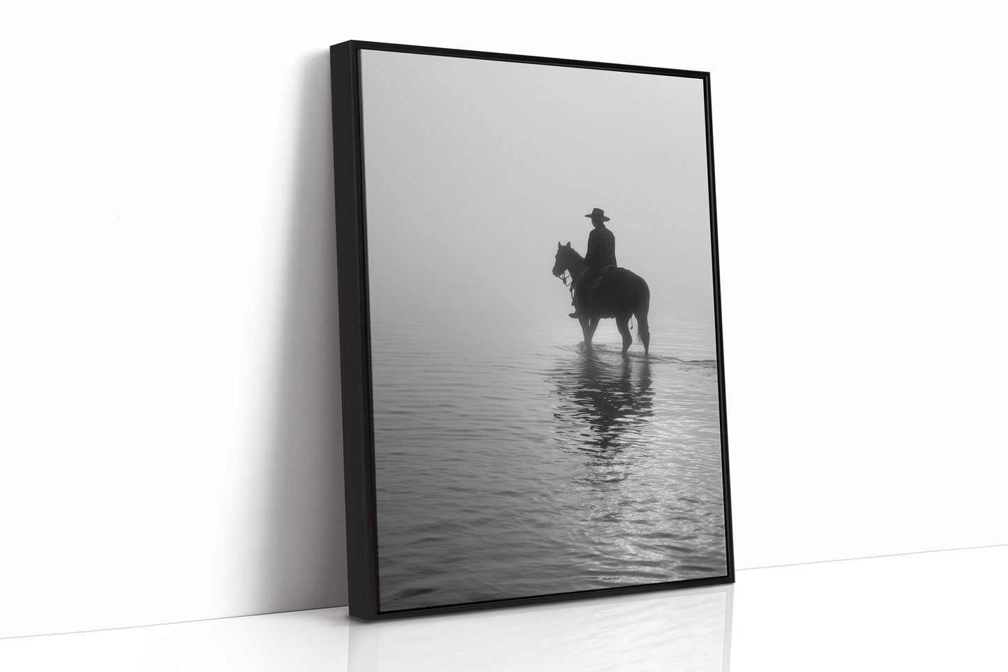 Rider Stands Still In Morning Fog