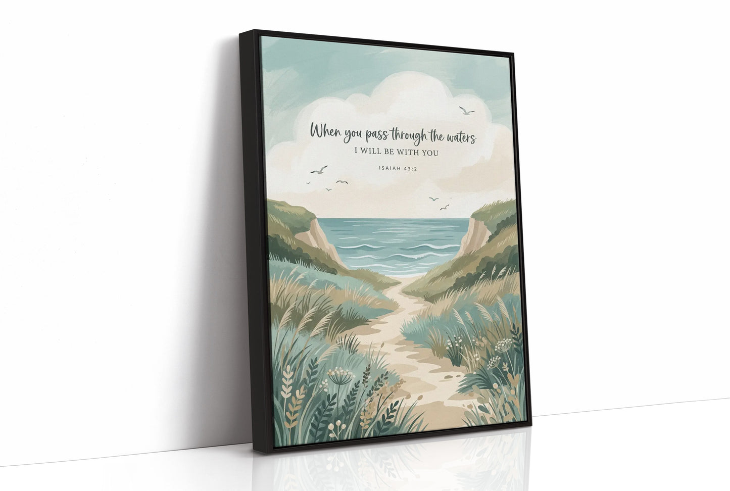 Through the Waters: Coastal Path Scripture Print