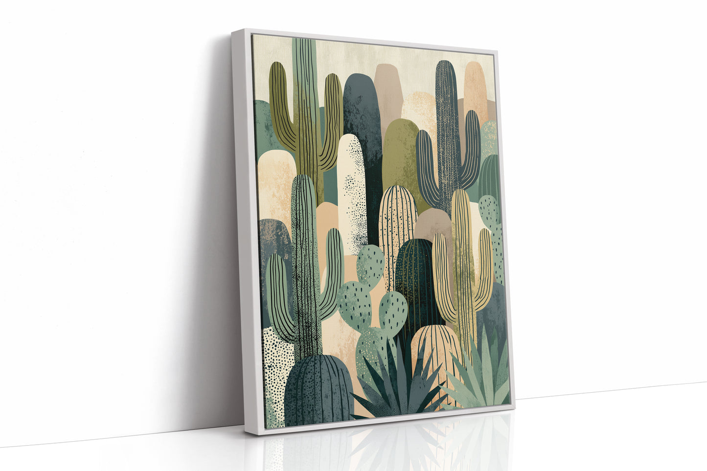 Desert Tapestry: Cactus Collage in Sand & Sage