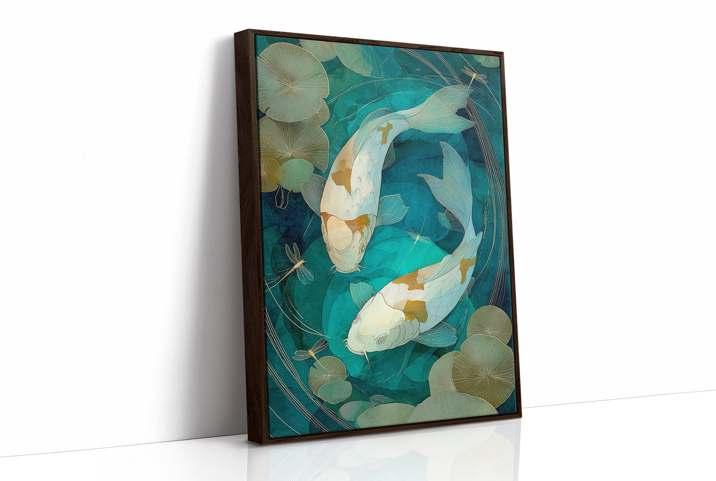 Koi Circle Through Lotus Depths