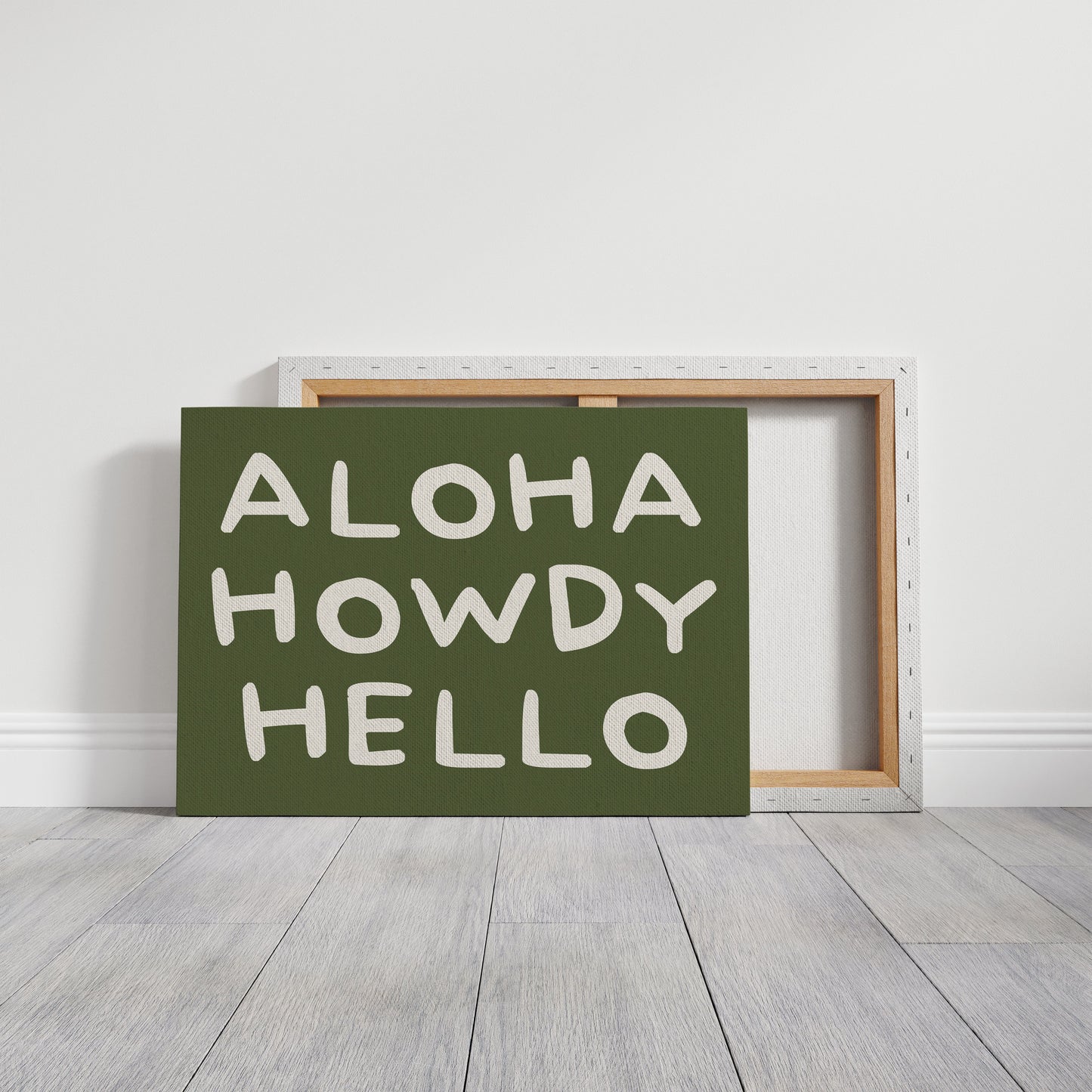 Greetings Bloom Against Olive Canvas