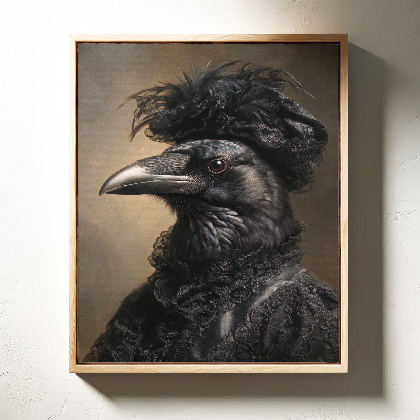 Elegantly Dressed Raven in Lace