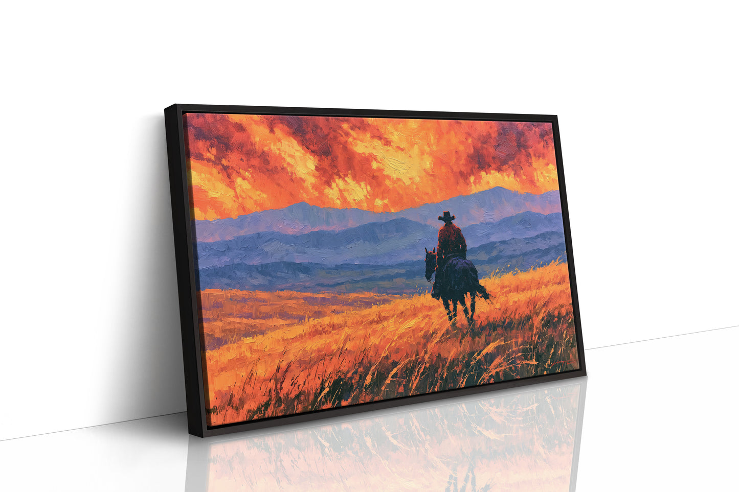 Cowboy Beneath the Crimson Sky