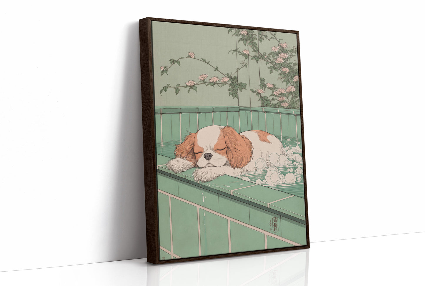 Peaceful Pup Among Cherry Blossoms