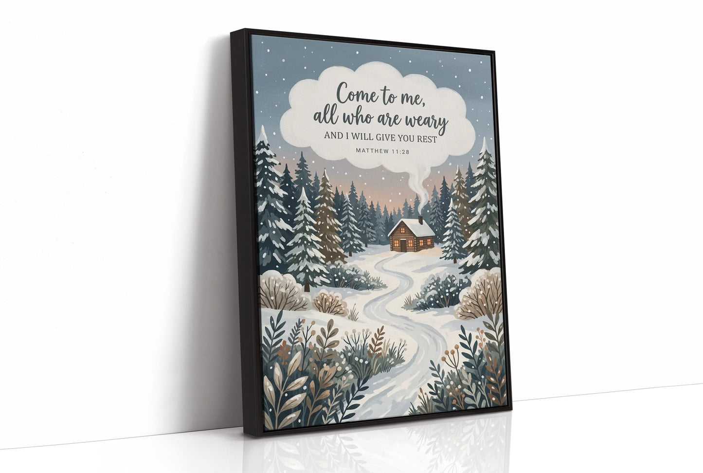 Come to Me, All Who Are Weary: Snowy Forest Cabin