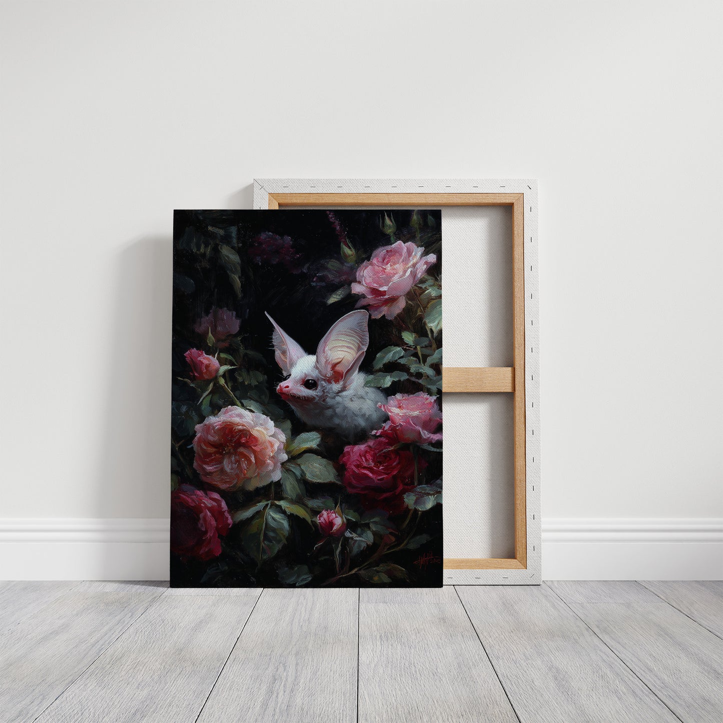 Pale Creature Among Blooming Roses