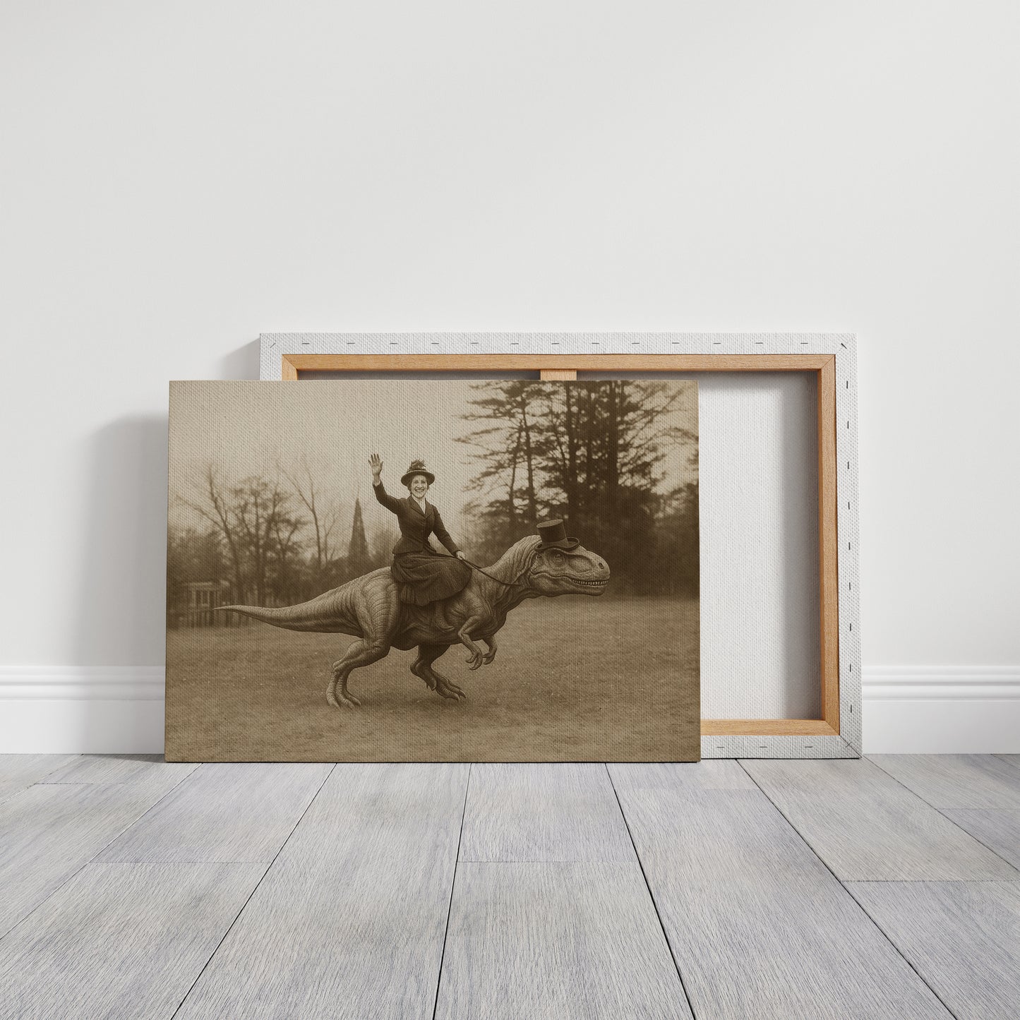 Victorian Lady Riding a Top-Hat T-Rex