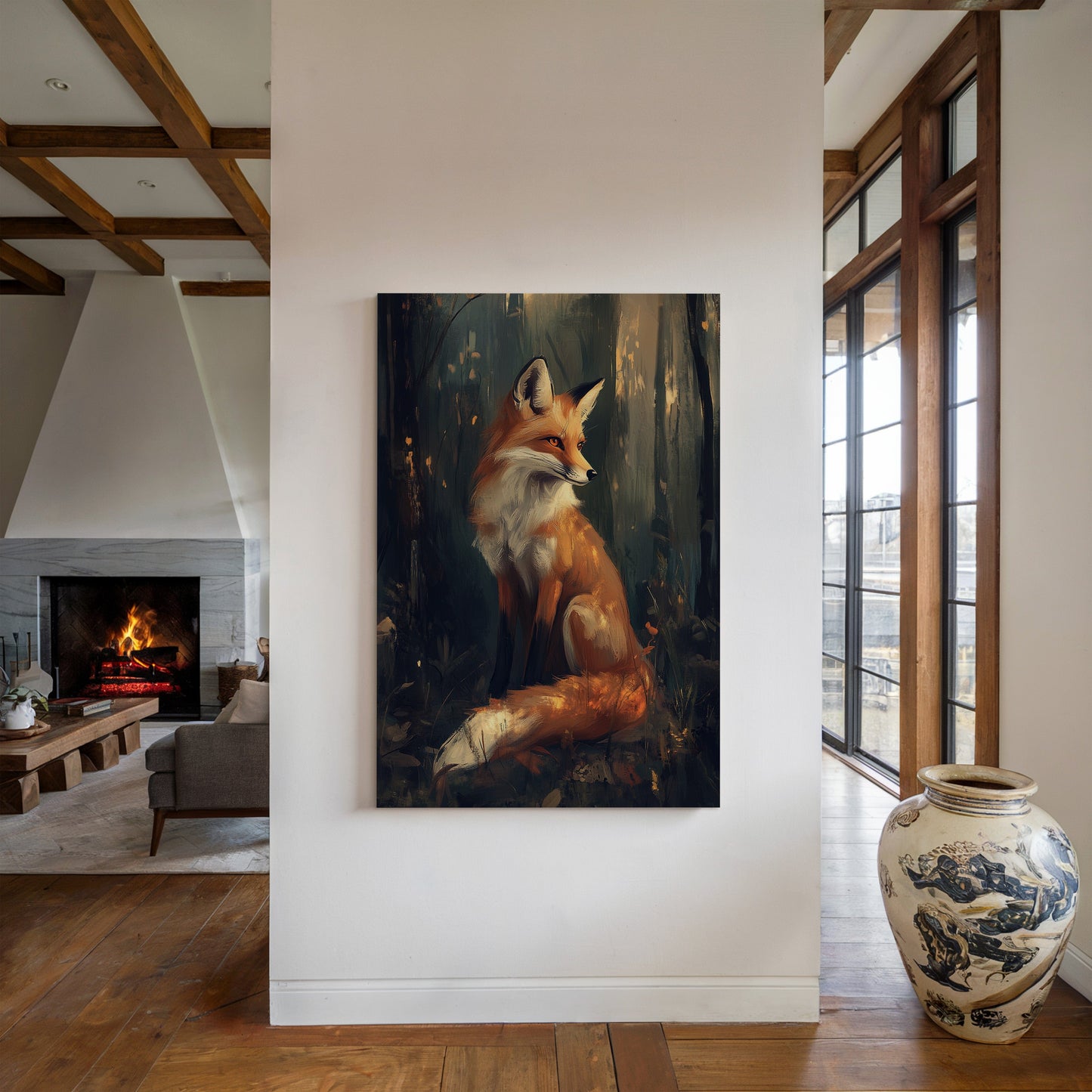 Fox Wall Art – Mystical Forest Print, Woodland Animal Decor, Nature-Inspired Painting