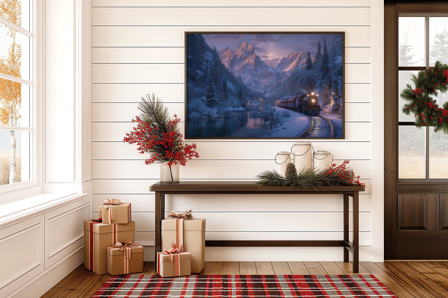 Winter Train Chases Mountain Light