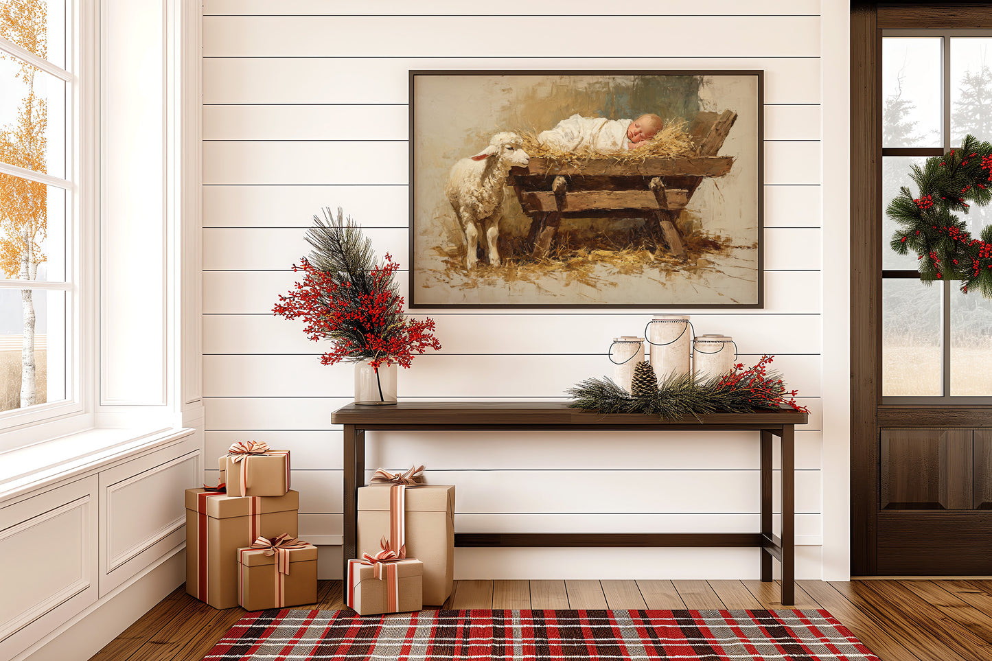Gentle Lamb Keeps Christmas Watch