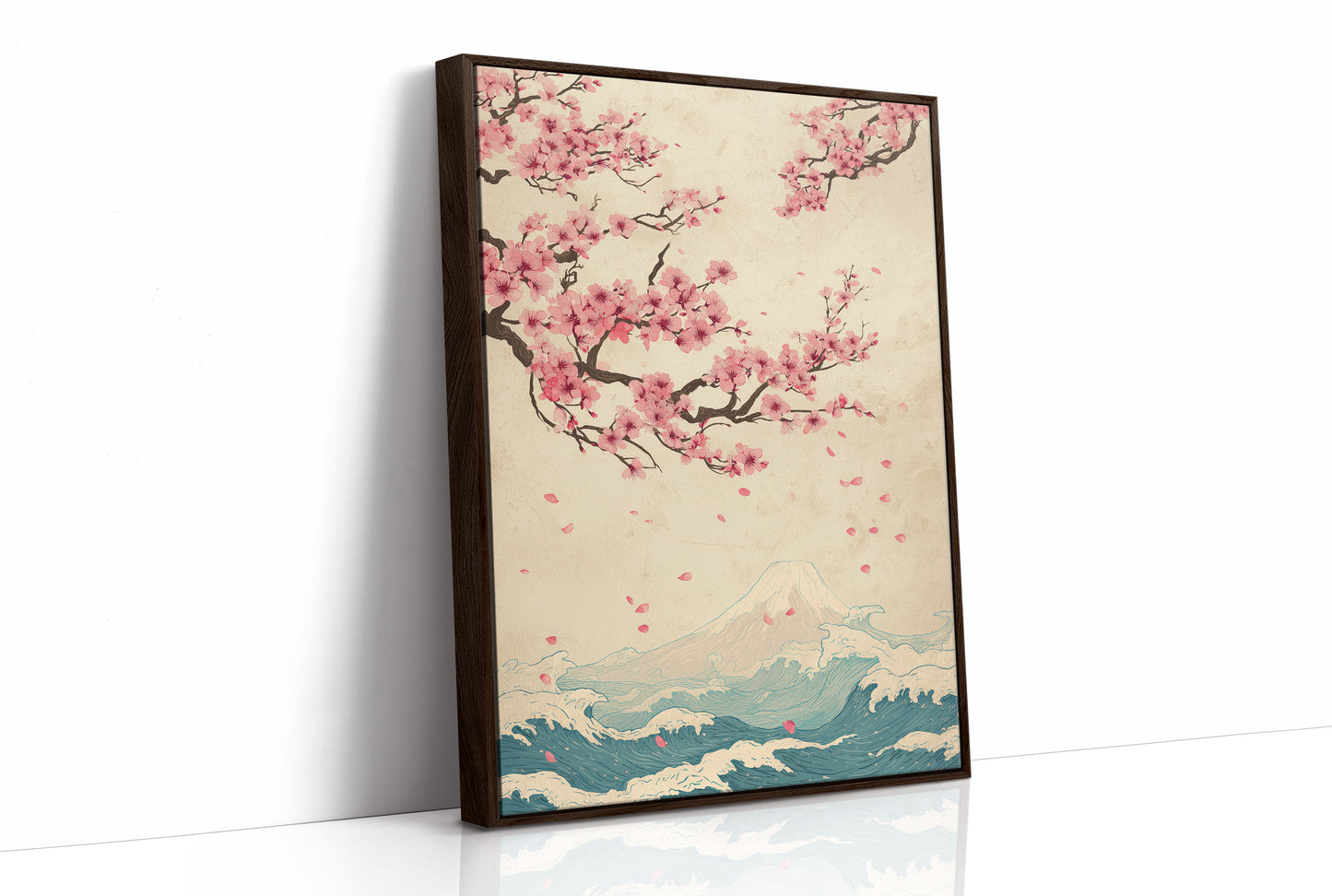 Cherry Blossoms Dance Above Waves