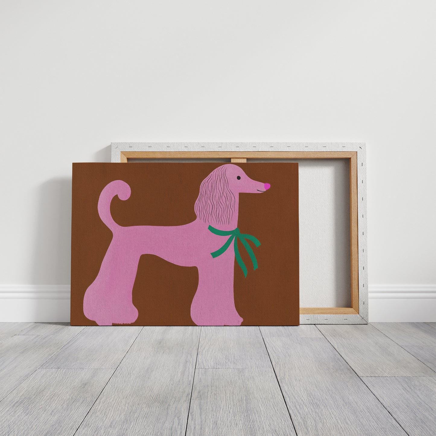 Pink Poodle with a Green Bow