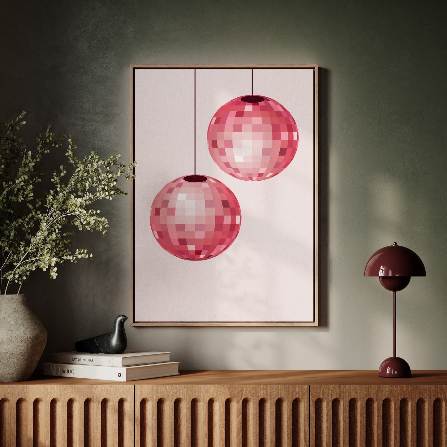 Rose Disco Spheres Catch Morning Light