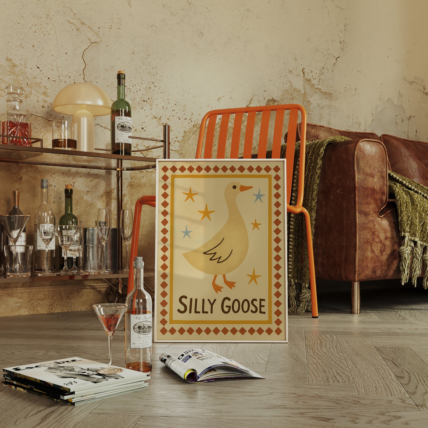 Silly Goose Folk Art Print